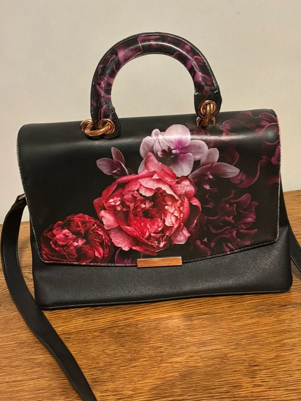 Ted Baker Black Floral Satchel/Wallet Set